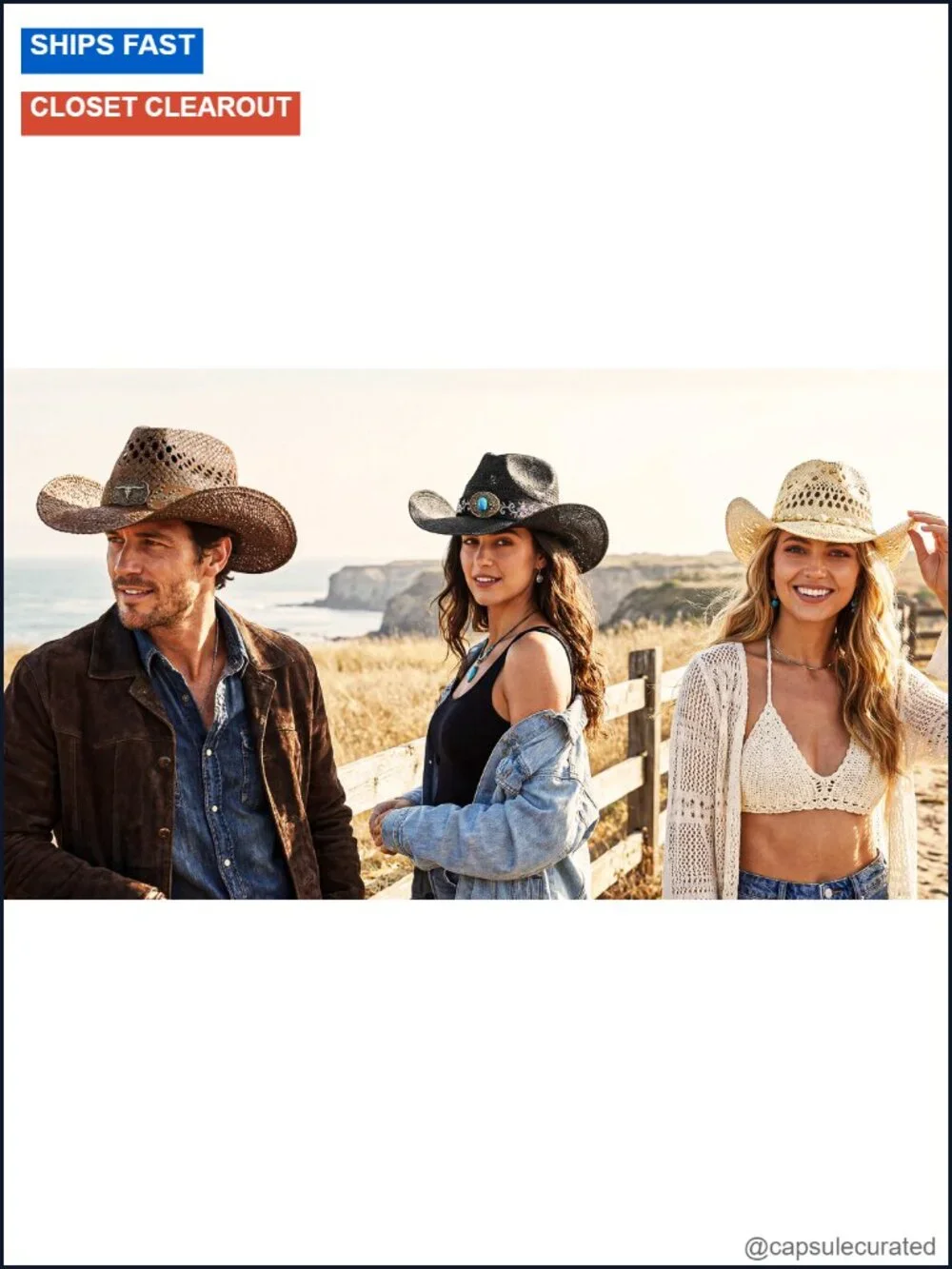Straw Teardrop Cowboy Hat with Western Hatband